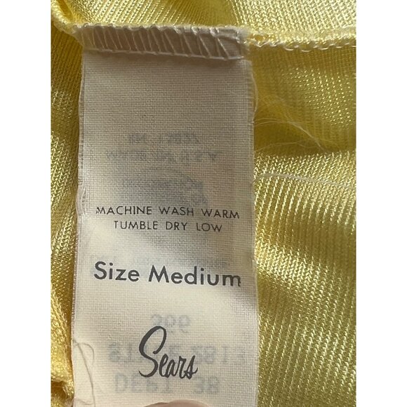 Vintage Sears Yellow Embroidered & Lace Trim Nylon Polyester Blouse Medium - Picture 7 of 7